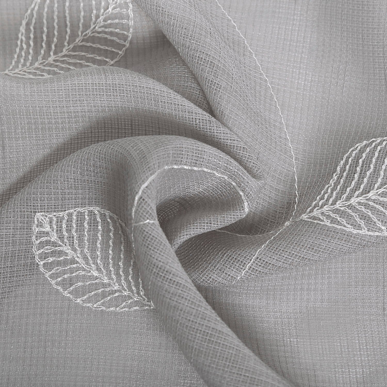 Gardine GERSTER "Nelli" Gr. 1, grau (hellgrau, beige), B:140cm H:245cm, Wirkware, Polyester, Gardinen, Gardine, Fertigschal - nature line hellgrau, beige 245cm, Kräuselband, 140cm