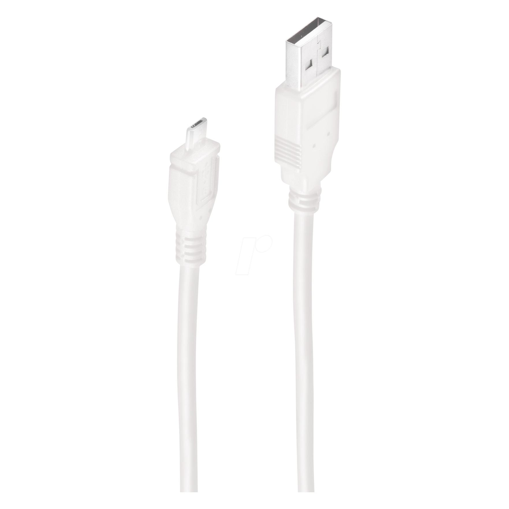 Shiverpeaks USB A/Micro USB B, 1 m. Kabellänge: 1 m, Anschluss 1: USB A, Anschluss 2: Micro-USB B, USB-Version: (1 m, USB 2.0) (BS77181-W)
