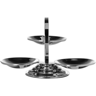 Etagere FINK "SERVO", silber (silberfarben), B:25cm H:31,5cm T:49cm, Edelstahl, Servierplatten, Etagere, aus Edelstahl, mit 3 Schälchen, Höhe ca. 31,5 cm
