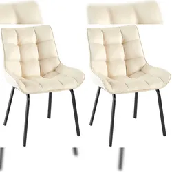 Proregal CHEFGASTRO 2er-Set Esszimmerstuhl HOUSTON Samt HxBxT 84x58x57cm Creme Küchenstuhl