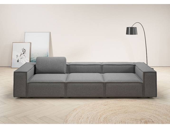 3,5-Sitzer HOME AFFAIRE Watertown, modernes Big-Sofa XXL, 336 cm Breite, Japandi Design , grau, B:336cm H:68cm T:118cm, 100% Polyester, Sofas, 3 5-Sitzer, Riesiges Designersofa mit viel Platz & weichen Bezügen in Trendfarben