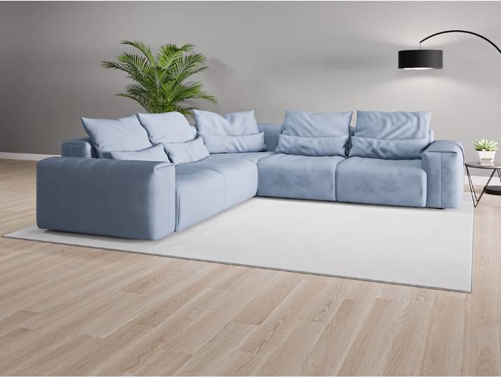 Ecksofa Denver Nr. 2 - Blau (Jeansblau) - Vintage Velours