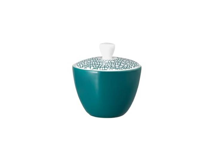 Seltmann Weiden Life Fashion Trendy Petrol Zuckerdose, 260 ml, Zuckerbehälter mit Deckel, Modernes Design mit besonderer Haptik, Mix & Match Geschirr, Porzellan, Petrol/Weiß
