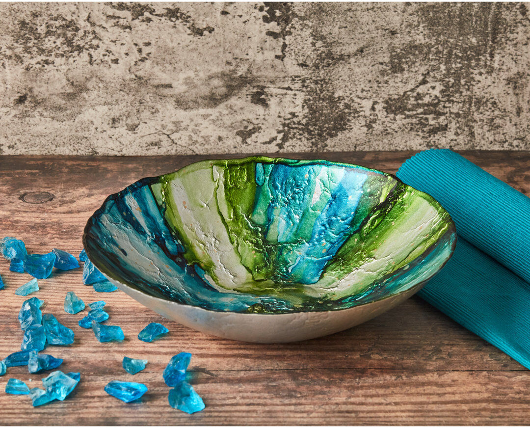 Anton Studio Designs Abstract Bowl Green/Blue 8cm H x 32cm W x 32cm D