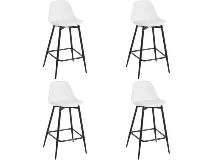Tabouret Bar - Klihome - Lot de 4 - Tabouret de Cuisine - Siège Rembourré en PP - Blanc W0ATT0660-4