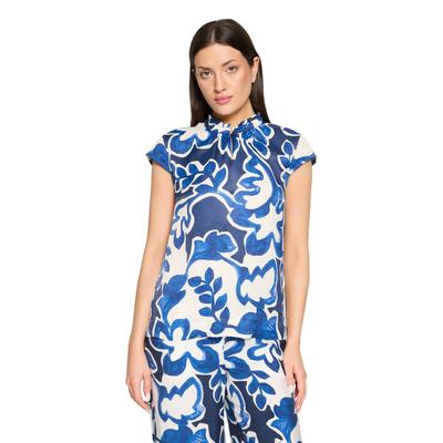 Schlupfbluse BETTY & CO "Damen kurzarm", Damen, Gr. 40, blau (weiß, dunkelblau), Obermaterial: 100% Viskose, figurumspielend normal, Blusen Schlupfbluse