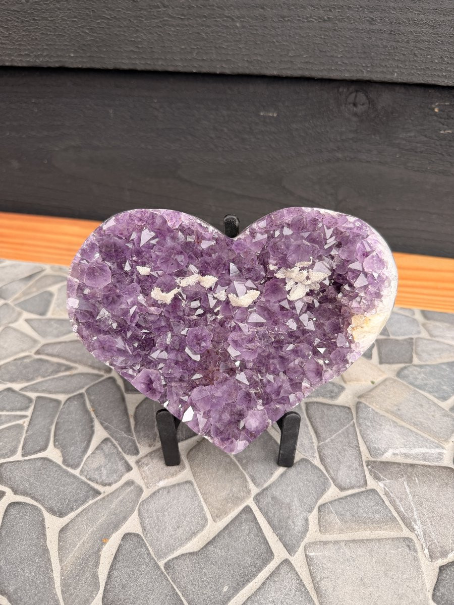 GemWood Amethist hart op standaard