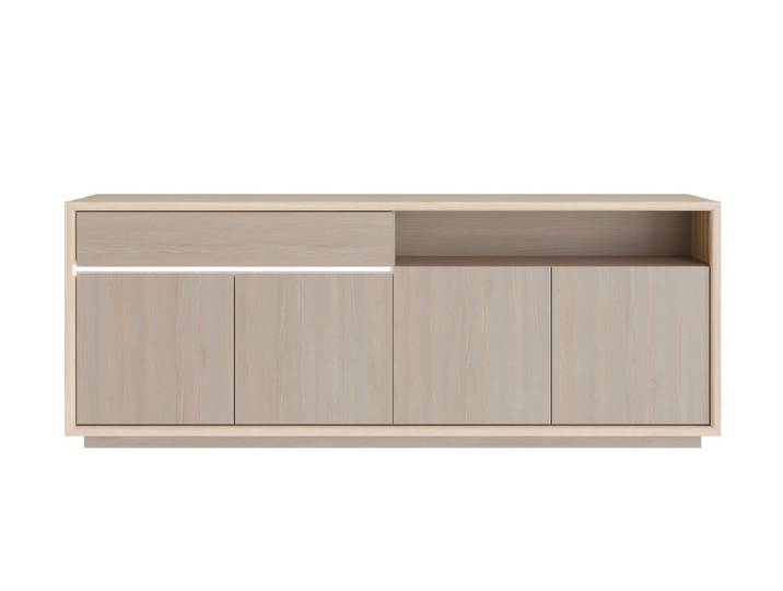 Bahut 4 portes 1 tiroir Ficar Pin/chene Gris - Basika