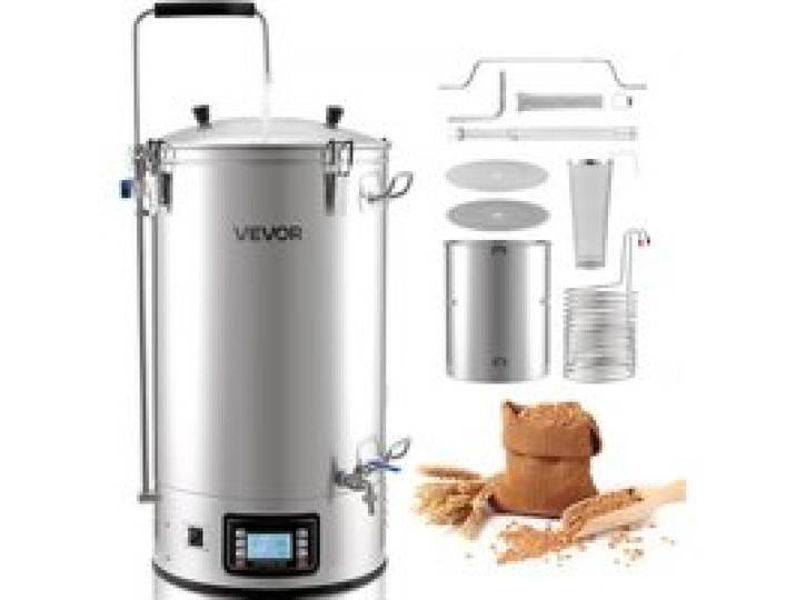 VEVOR elektrisches Bierbraugerät Bierbrauanlage Braukessel 60 L Hausgebrauch, Maischekochgerät mit Rezeptspeicher & Automatik-/Manuellmodus & Bedienfeld & Zirkulationsrohr, Brausystem