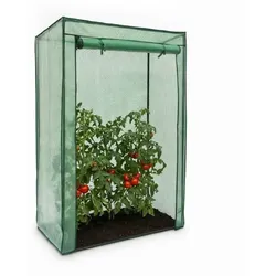 Relaxdays Gewächshaus für Tomaten mit Schrägdach Grün,Schwarz