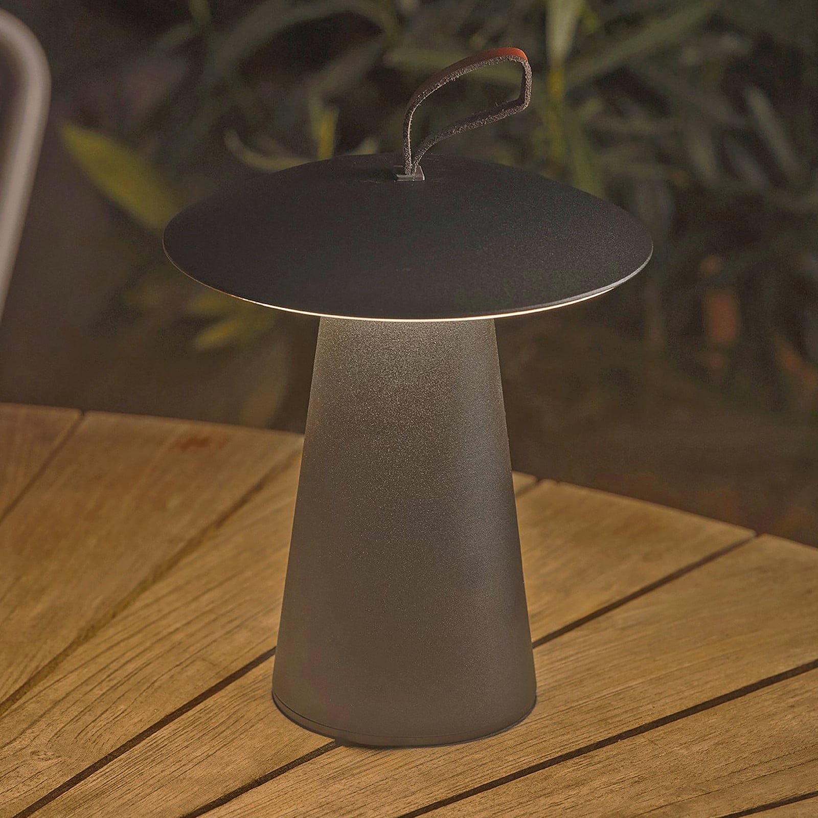 Nordlux Ara To-Go oplaadbare design tafellamp zwart/bruin IP54