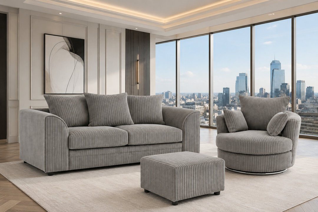 17 Stories 3 Piece Corduroy Standard Living Room Set Green 3