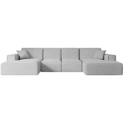 WOHNLANDSCHAFT SIERRA-U - 349x169x80 cm Hellgrau Bouclé