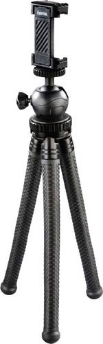 Hama FlexPro Dreibeinstativ 1/4 Zoll Arbeitshöhe=16 - 27cm Schwarz Für Smartphones und GoPro, Kugelkopf