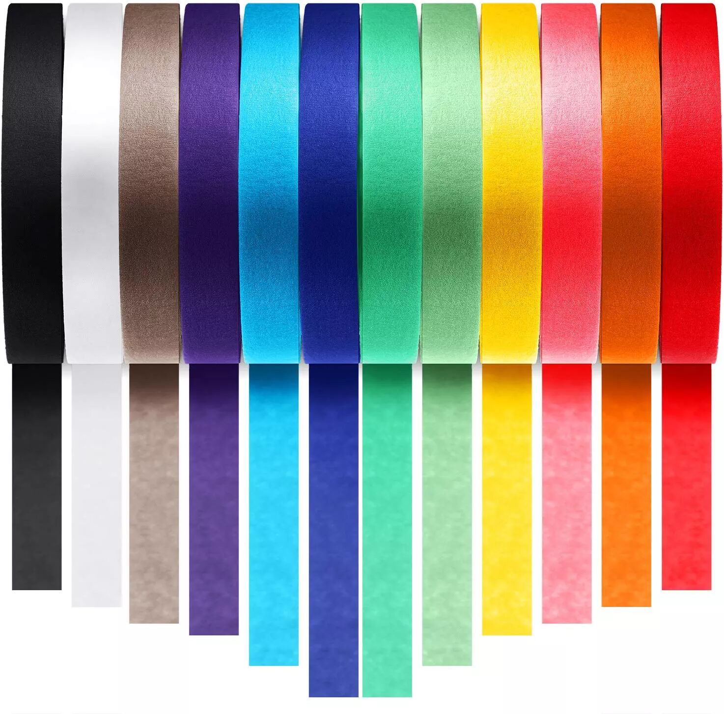 INF Ruban de masquage avec différentes couleurs (18 mm / 10 m), paquet de 12