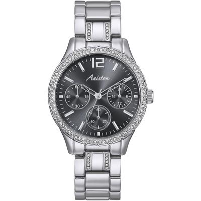 Quarzuhr, silber (silberfarben, schwarz, schwarz), ANISTON JEWELRY & WATCHES, Armbanduhren, Damen, silberfarben, Quarzuhr, Armbanduhr, Damenuhr, Schmucksteine, neue Kollektion