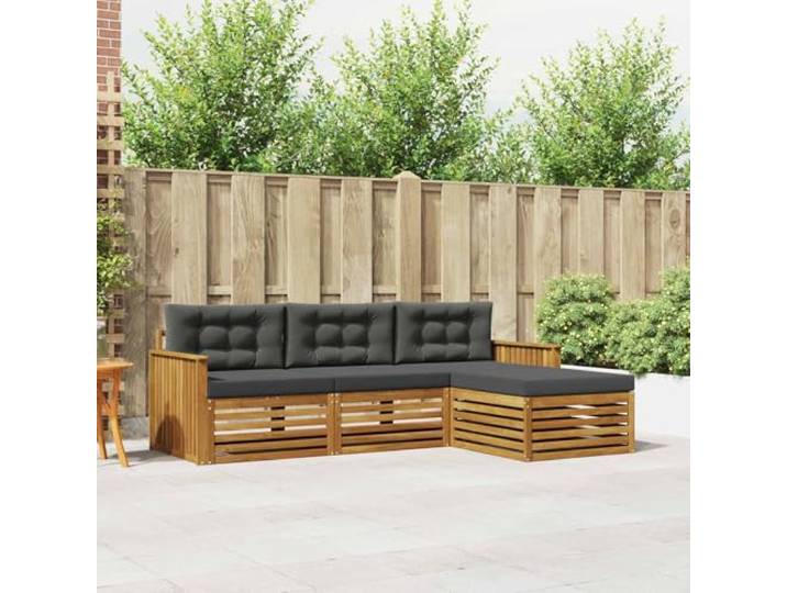RJPLMFV Sitzgruppe für den Außenbereich, massives Akazienholz Modular, wetterfestes Design, lackierte Oberfläche, pflegeleicht, bequem