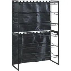 En.Casa, Schuhschrank, Schuhregal Sel mit Vorhang 2er Set Schwarz (80 x 32 x 60 cm)