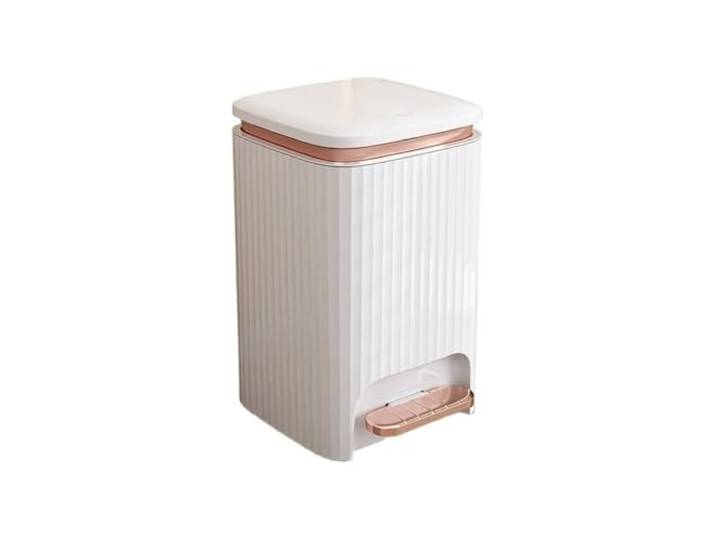 YUHANXINHESHE Badezimmer-Mülleimer mit Deckel for enge Räume, Papierkorb-Mülleimer for Schlafzimmer, Büro(White,Large)