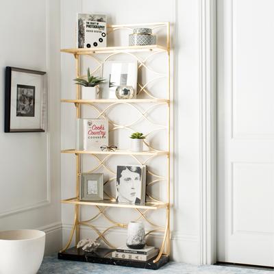 "SAFAVIEH Spano 34-Inch Marble Tier Etagere Bookshelf, Gold and Black - 34"" x 12"" x 76"""