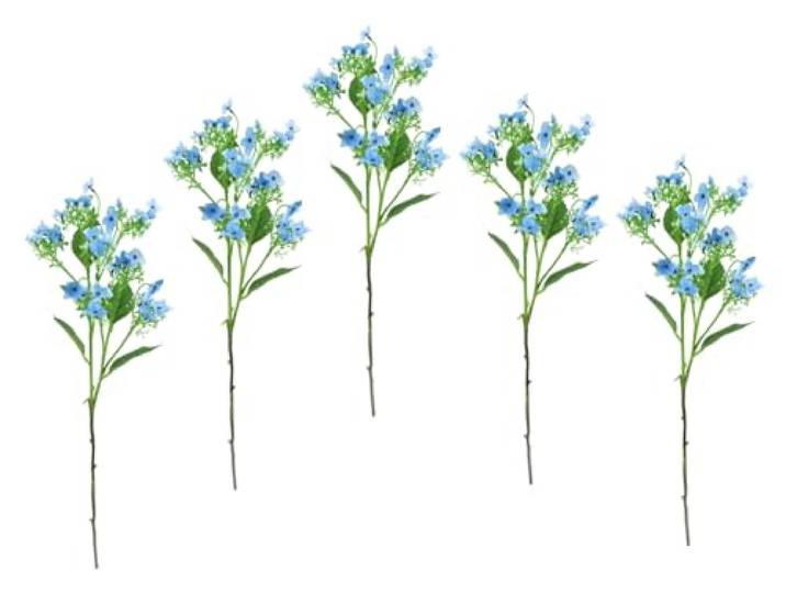 Flair Flower Künstlicher Blütenzweig Zweig Deko Floristik Blüten Kunstpflanze Dekopflanze Pflanze Osterdeko Dekozweig AST Einzelblume Kunstzweig Knospen Hochzeit, Blau, 60x13x10 cm