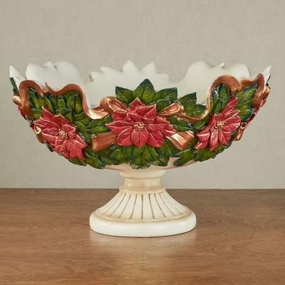 Touch of Class Holiday Poinsettia Decorative Centerpiece Bowl Red , Red