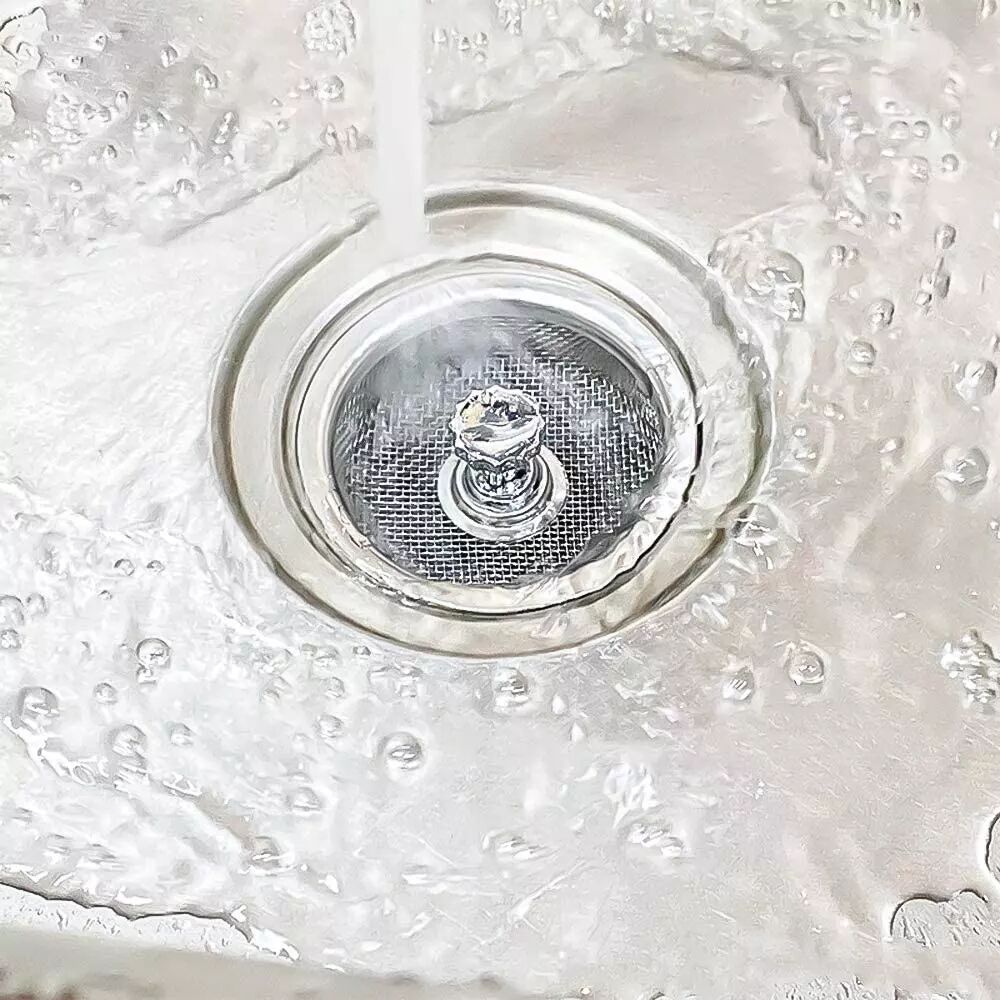 INF Crépine d'évier avec bouchon et poignée en acier inoxydable argent 1 paquet
