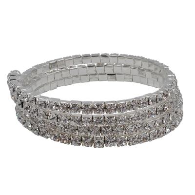 Armband STEUER "Gedrehter Strassarmreif silberfarben", grau (silbergrau), Armbänder, Damen, 19cm, Metall, Armband