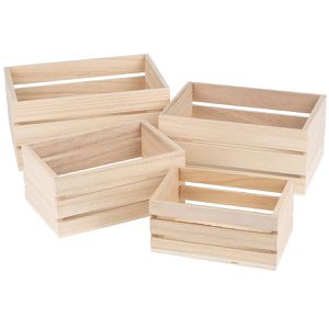 Ideen-mit-Herz Holzkiste 013461, Paulowniaholz, Set, braun, 4 Größen, 4 Stück