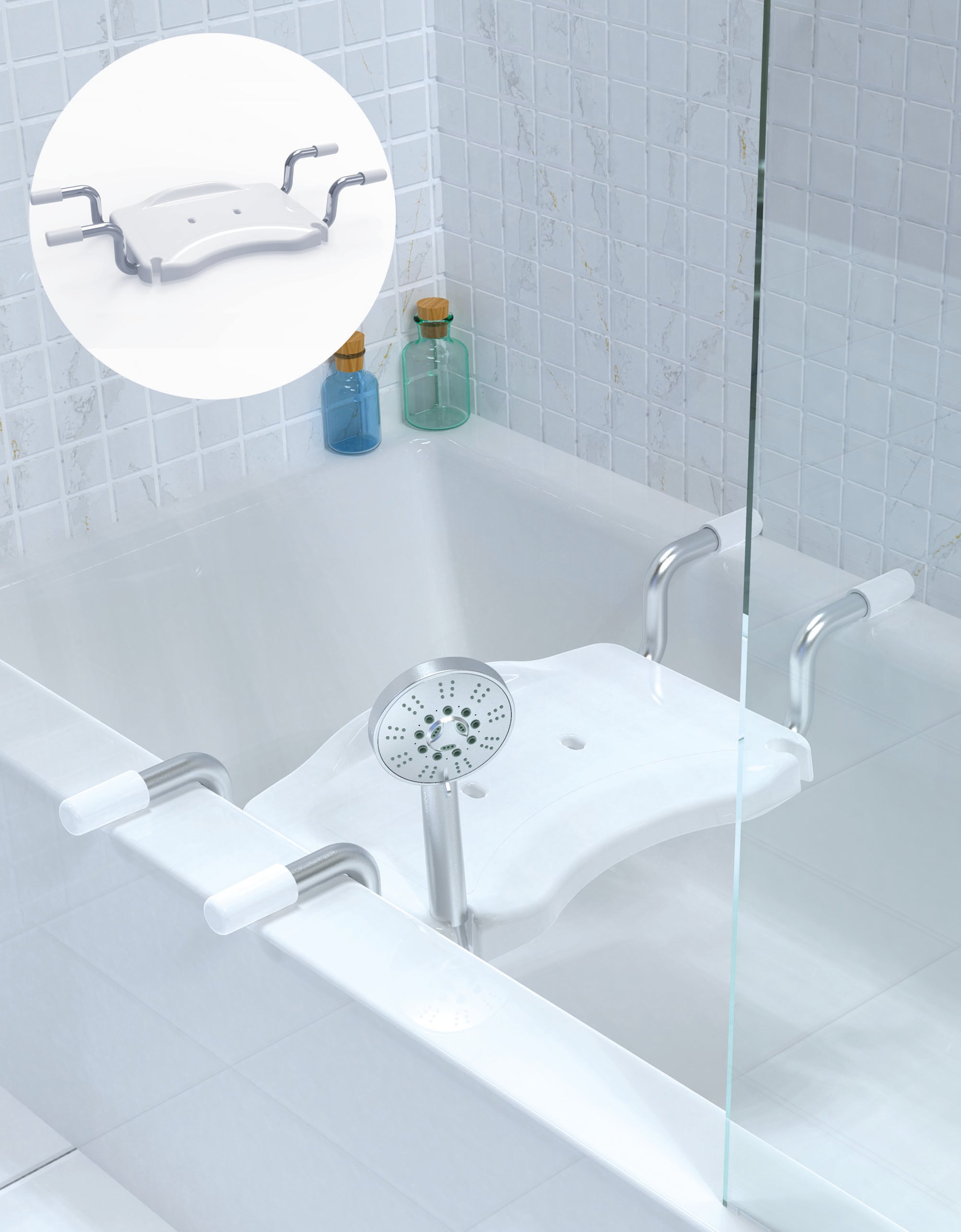 Badewannensitz BISCHOF "Comfort", weiß, B:75cm H:13,5cm T:30cm, Badewannensitze, Badewannensitz, TÜV/GS geprüft
