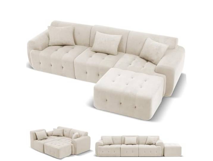 COMHOMA Ecksofa, 245 x 60 x 40 cm, Modulares Sofa mit Schlaffunktion, Schlafsofa, L Form Couch für Wohnzimmer, vakuumverpackt, Flexibel kombinierbar mit Ottomane