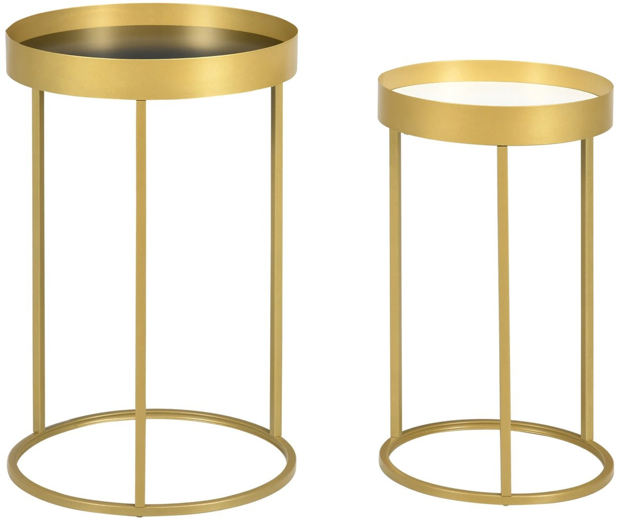 Homcom Set van 2 Ronde Bijzettafels met Nested Tops voor de Woonkamer of Hal