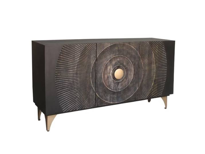 Riess Ambiente Sideboard GOLDEN Sunset - 140x75x38cm - schwarz Gold Soft Close, handgefertigtes Unikat, montiert geliefert, großzügige Ausführung, modernes Design