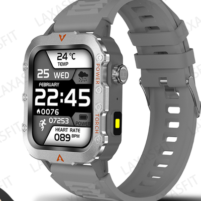 Rare Purchases LED Flashlight Men's Smart Watch Health Monitoring Outdoor Sports Wristwatch silvery