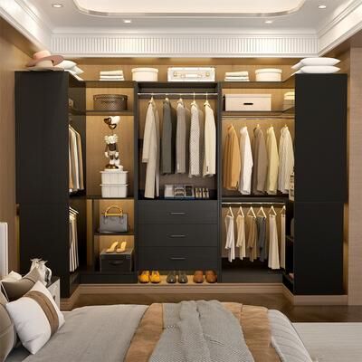 Rackcog Cimly Set of 3 Closet Organizer with Drawers, U Shaped Freestanding Closet System
