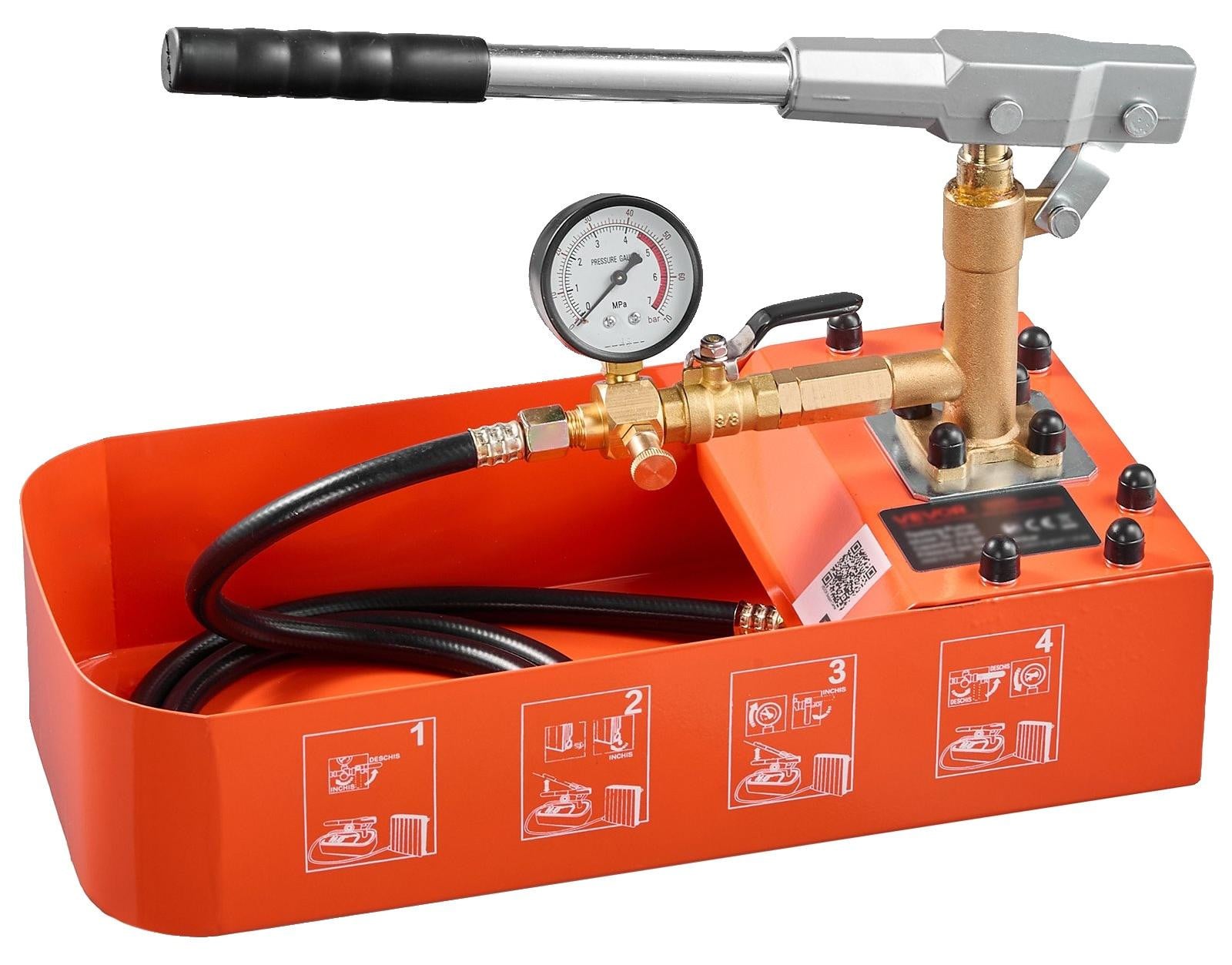 Vevor Hydraulische druktestpomp, 20 liter, Oranje, IJzer