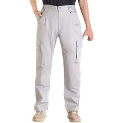 VEVOR Flammhemmende Hose für Herren, Größe XL, Herren-Cargohose aus Baumwolle, flamm- & reißfest, mit mehreren Taschen, elastischer Taille, Arbeitshose für Schweißer, Freizeitausflüge, Grau