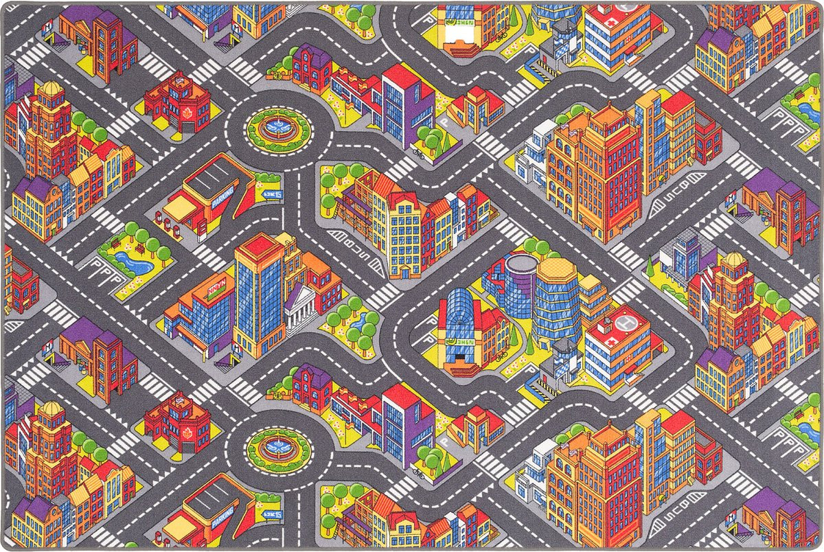 Snapstyle Vloerkleed Kinderen 3D Grote Stad Abstract
