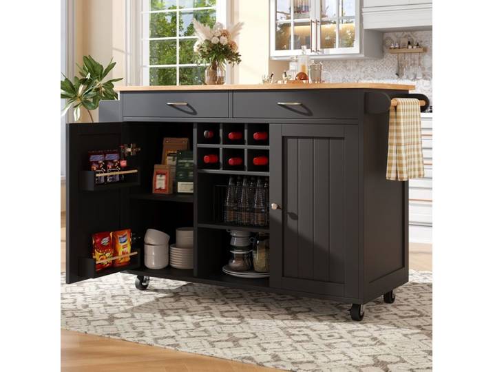 Îlot de cuisine moderne (102 × 45 × 92 cm) meubles de cuisine buffet desserte en bois buffet de buffet noir