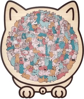 Inspire Picks Cat Shaped Wooden Jigsaw Puzzle Unique Animal Puzzle For Cat Lovers & Gifts style C