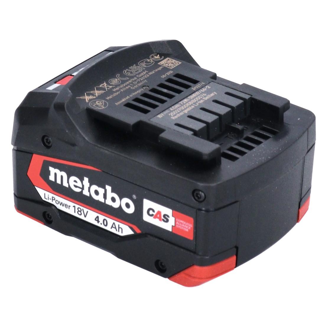 Metabo Akku Set 2x Li-Power Akkupack 18 V 4,0 Ah CAS Li-Ion ( 2x 625027000 ) mit Ladestandsanzeige (18 V) (625027000)
