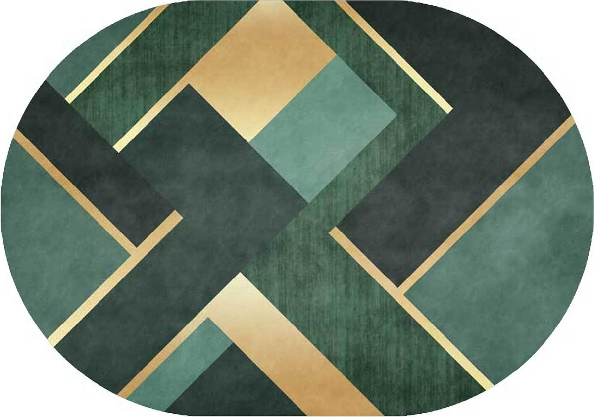 Modern Geometrisch Ovaal Vloerkleed voor Woonkamer en Slaapkamer
