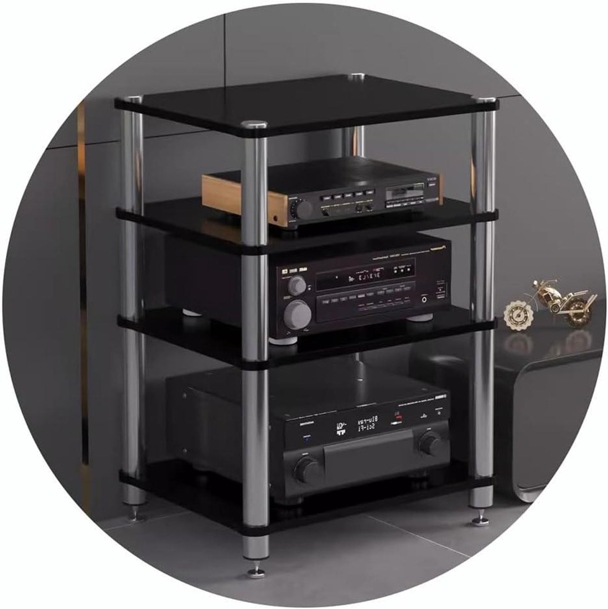 HiFi Rack AV Plank Zwart - Versterker Plank en Media Opslag voor in de Woonkamer