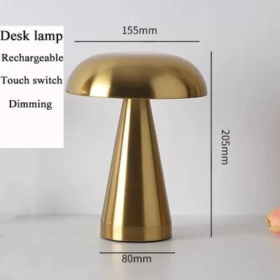 Inspire Select Retro Mushroom LED Table Lamp, Touch Sensor Rechargeable Bedside Light, Dimmable Reading Lamp For Bedroom Bar Decor golden