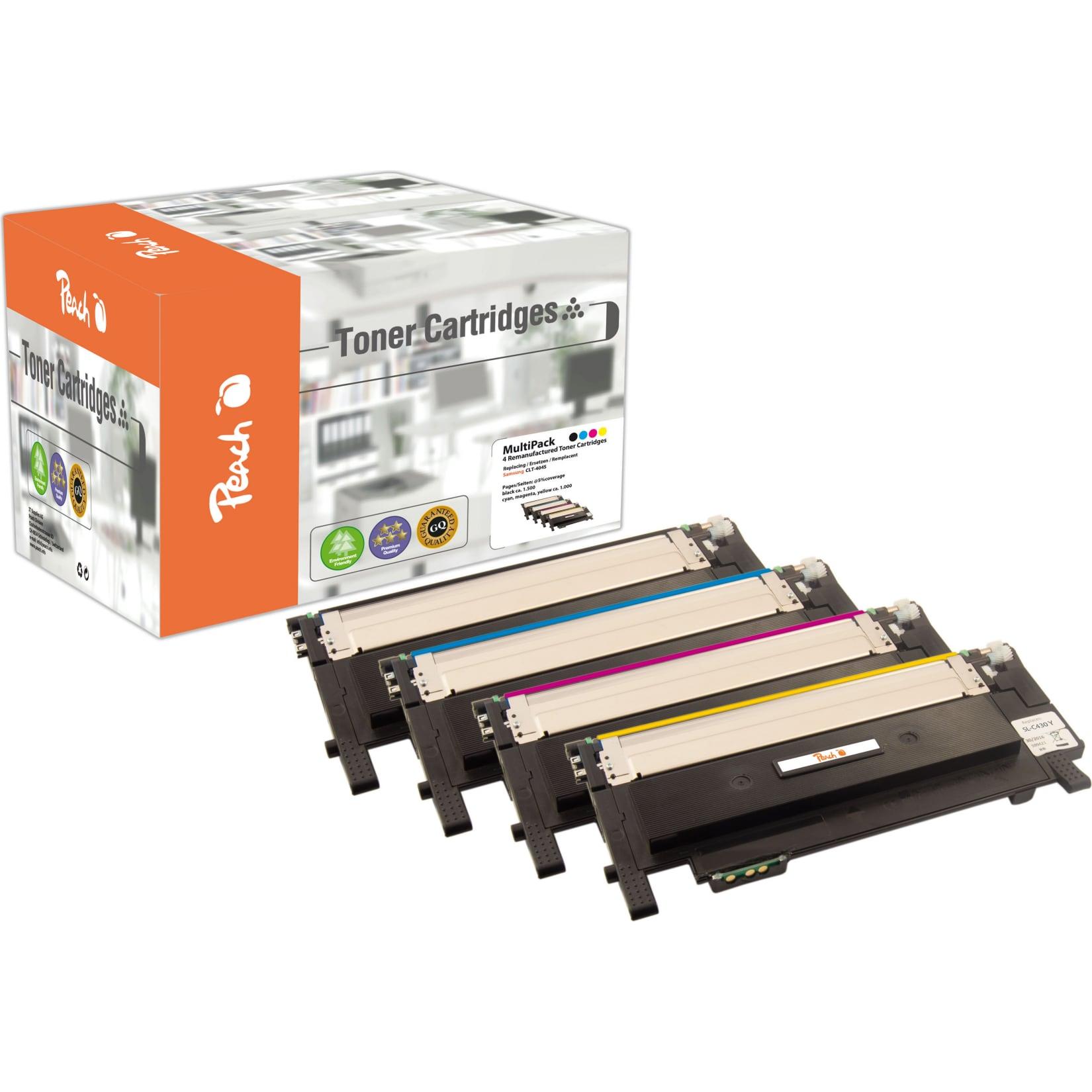 Peach S404 4 Toner (bk, c/m/y) ersetzt Samsung CLT-P404C, SU365A für z.B. Samsung Xpress C 430, Samsung Xpress C 430 W, Samsung Xpress C 480 (wiederaufbereitet)