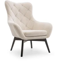 SESSEL SOGNO, Klassisch Loungesessel ergonomisch, Bucle-Stoff Weiß