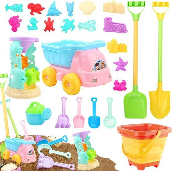 26-delige strandset voor kinderen met opvouwbare emmer en zandspeelgoed, multicolor