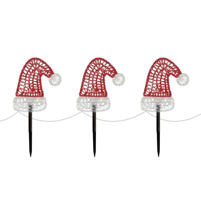 OTTO HOME LED Dekoobjekt "Acryl Leuchtstäbe GIVVEN", rot (rot, weiß), H: 44cm, 3 Stk., Weihnachtsmütze, Leuchten, 3 Erdspieße a 10 LED's, Stab 44 cm, Batteriebetrieb