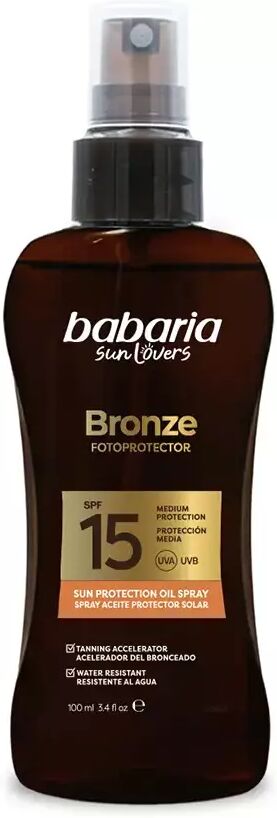 Babaria Sun Lovers Bronze Spray Sunscreen Oil SPF15 100 ml
