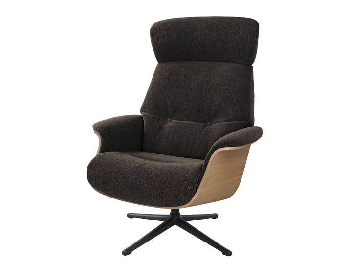 Sessel manuell verstellbar Schwarz/Schwarzbraun Webstoff Saia Eiche Schwarz 83 x 110 x 88cm